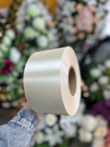 Ритуальная лента «античная-белая» печать золотом возможно чёрным